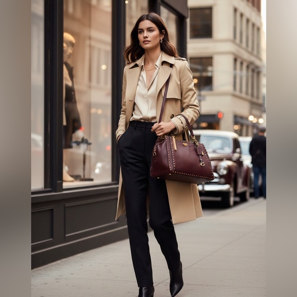 Coach Dreamer 36 Border Rivets Large Mixed Leather Suede Shoulder Bag in Brown - Picture 16 of 16